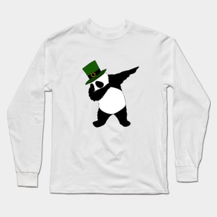 st patricks day Panda Dab Dabbing Funny Animal Long Sleeve T-Shirt